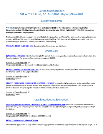 Civil Division Forms